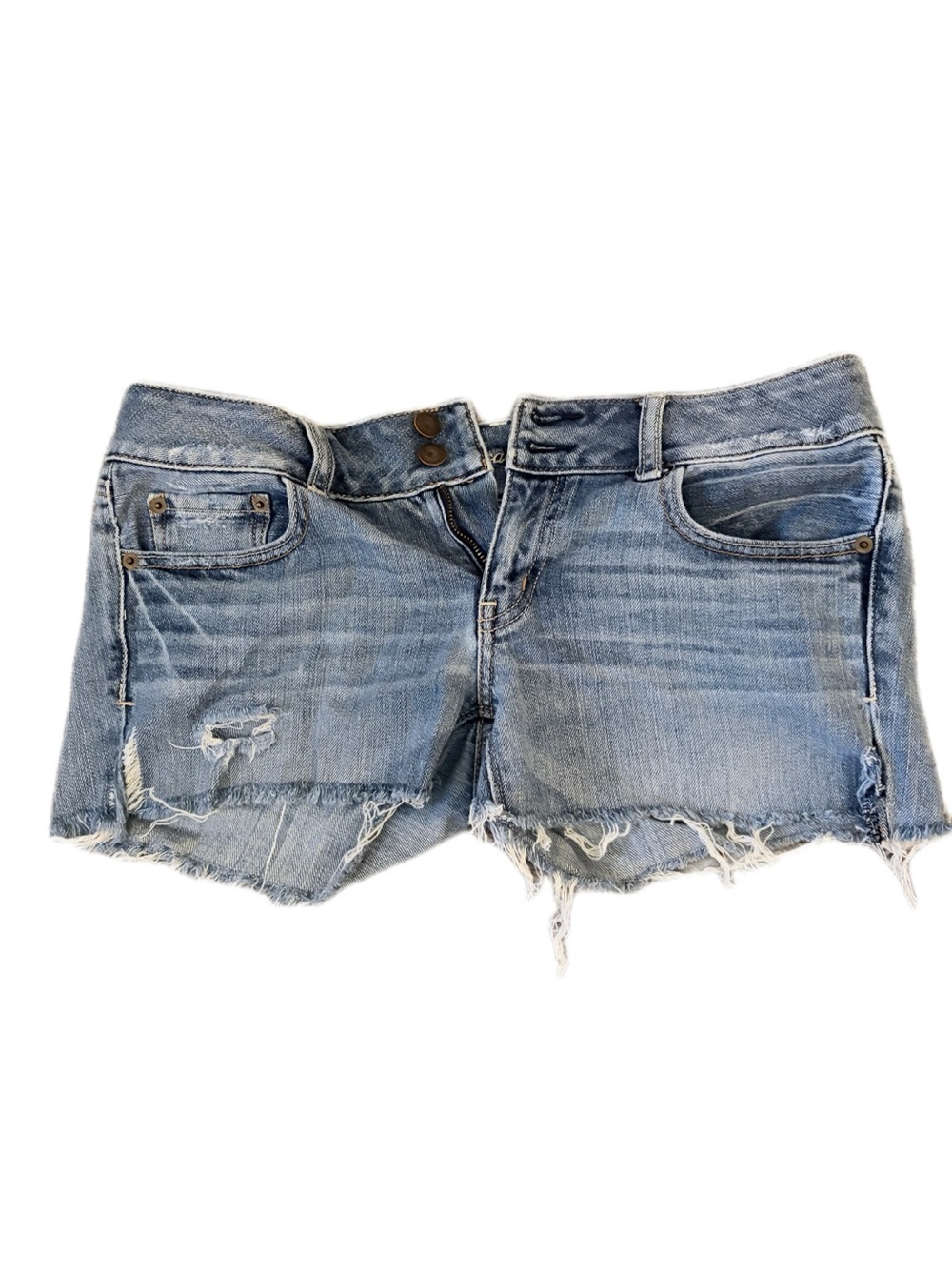 American Eagle Outfitters Light Blue Distressed Cutoff Denim Shorts